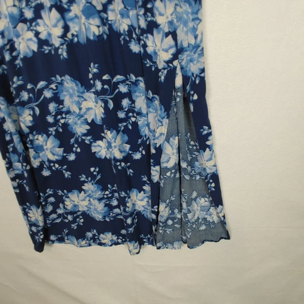 Womens‎ Casual Sleeveless V Neck Floral Long Summer Maxi Dress Blue Size Large - Picture 3 of 6
